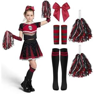 Spooktacular Creations Halloween Cheerleader Costume Girls, Bad Spirit Costume for Kids, Skull Scary Outfit with Accessories, Size L