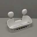 LEVERLOC Shower Caddy Suction Cup, Shower Organizer Removable Bathroom Shelf, Storage Suction Powerful Max Hold 22lbs Bathroom Caddy Waterproof Holder, White