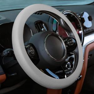 Spurtar Gray Steering Wheel Cover Men, Car Accessories for Women, Anti-Slip Vehicle Accessories Silicone Thin Soft Odorless Leather Texture Wheel Protector, Fit Diamenter 15" - 16.5"