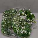 Hotop 6 Pcs Ferns Artificial Hanging Plants Vine Hanging Fake Plants Faux Ferns Indoor Outdoor Ivy Wall Decor Greenery Vine with Flower for Room Wedding Fall Decoration(White)