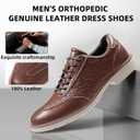 Men's Orthopedic Business Dress Walking Shoes - Comfortable Arch Support Plantar Fasciitis Leather Wingtip Formal Oxford - Flat Feet Casual Cap Toe Tuxedo Patent Sneakers for Foot Heel Pain Relief (8, W2-dark Brown)