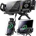 UWDFH Wireless Car Charger, 2026 Upgrade 15W Fast Charging with LED Light Auto Clamping Phone Holder for iPhone 16/15/14/13 Mini Pro Max, Samsung Galaxy S25 Ultra, S24/S23 etc (Black)