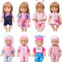 8-Sets Alive Baby-Doll-Clothes for 12 inch Baby Dolls 10-11-12 inch Handmade Clothing Lovely Hat Dress and Outfits Accessories Christmas Birthday for Little Girl