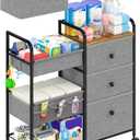 Cidaziya 2In1 Baby Diaper Caddy Organizer and Storage, 3 Tier Rolling Cart with Dividers and Drawers, Mobile Utility Cart Baby Dresser Clothes Organizer for Changing Table, Crib Nursery, Bedroom, Grey