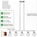 Kitchen Island Linear Pendant Light, 5-Light Modern Chandelier with Clear Glass Globe Shades, Linear Lighting Fixture Over Dining Table, Brushed Nickel