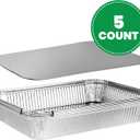 PLASTICPRO Disposable 4 LB Aluminum Takeout Tin Foil Oblong Baking Pans 12'' X 8'' X 2'' Inch With Cardboard Lids - Brownies, Bread, or Lunchbox, Pack of 5