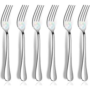 Dinner Forks, Set of 6 Top Food Grade Stainless Steel Silverware Forks, Flatware Set,8 Inches, Mirror Finish & Dishwasher Safe, New Apartment Essentials Cutlery Set