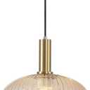 KCO Lighting Vintage Gold Pendant Light Fixture Amber Glass Pendant Light Mid Century Modern Lantern Light Antique Brass Dining Room Light Large Hanging Light Fixture