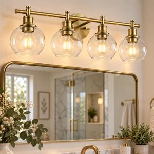 4-Light Bathroom Vanity Light, Brushed Gold Finish, IN-VL01-GD-4
