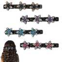 4pcs Sparkling Crystal Stone Braided Hair Clips, Shiny Crystal Stone Barrettes Stylish Braided Duckbill Clip Delicate Braided Barrettes Hair Accessories for Women (4 Colors)