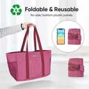 BALEINE Soft 9 Gallon Extra Large Utility Tote, Foldable Reusable Storage Bag (Berry Pink)