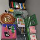 5 in 1 Super Casino Game Set: Blackjack/Texas Hold'em/Roulette/Craps/Poker Kit, 10" Wooden Roulette Wheel, Carrying Case with 360 Plastic Chips, 6 Deck Shuffler, 2 Double-Sided Rubber Mat And More