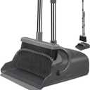 Broom and Dustpan Set for Home, Office, Indoor&Outdoor Sweeping, Stand Up Broom and Dustpan (Black&Gray)