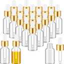 Didaey 100 Pcs Mini Glass Oil Dropper Bottle Bulk, Clear Essential Small Empty Bottles Sample Containers Perfume Liquid Vials with Cap for Traveling (15 ml,Gold)