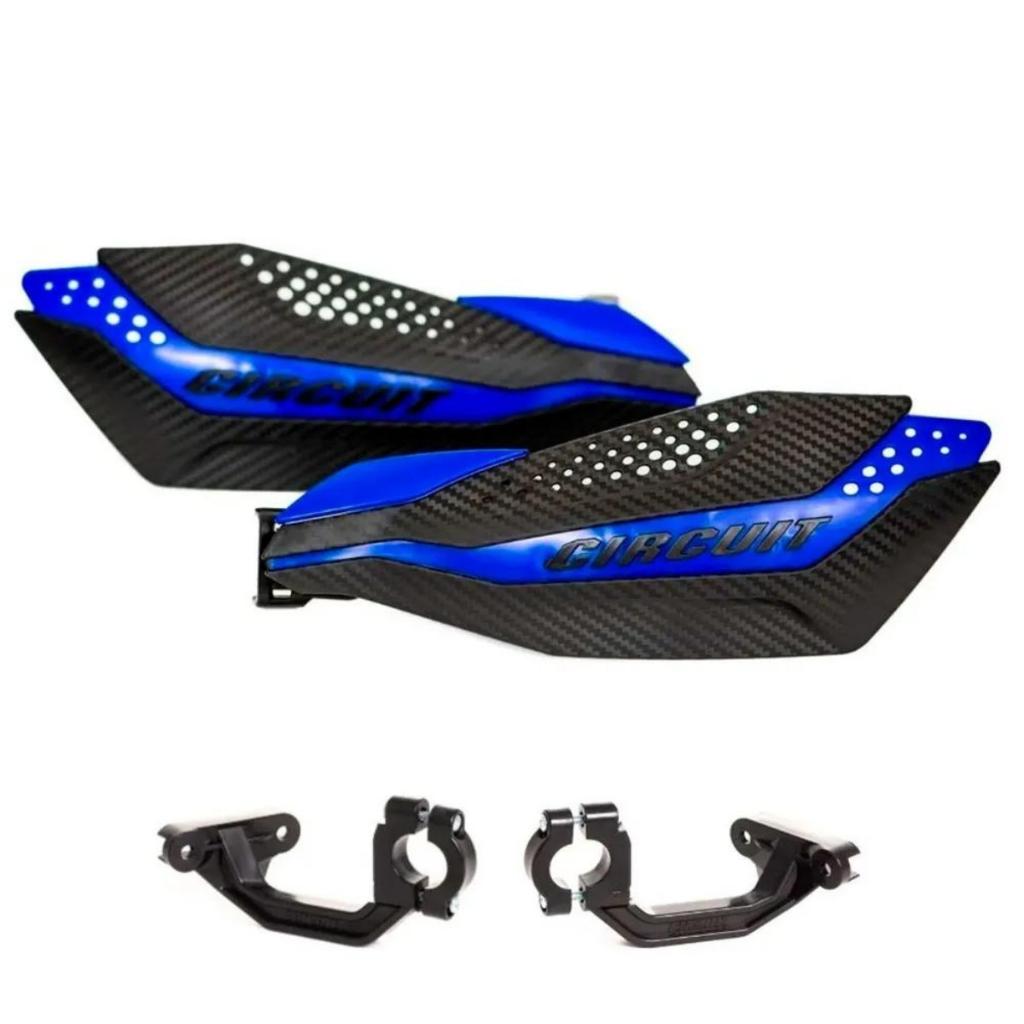 Circuit Equipment - Handguard Dakar Universal - Carbon Texture Shell, Nylon Reinforced Arms, Easy Lever Access - Off-Road Protection - Carbon/Blue Circuit Equipment - Handguard Dakar Universal - Carbon Texture Shell, Nylon Reinforced Arms, Easy Lever Access - Off-Road Protection - Carbon/Blue