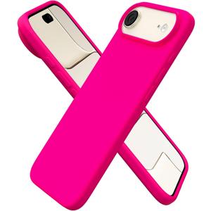 ORNARTO for iPhone Air Case 6.5", Slim Liquid Silicone 3 Layers Soft Gel Rubber Shockproof Protective Cover with Anti-Scratch Microfiber Lining-Hot Pink