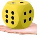Shappy 3 Inches Foam Dice Fun Filled Large Educational Toy Kawaii Giant Decorative Eva Foam Jumbo Dice Big Square Building Blocks for Board Game Nights Learning Sessions(Yellow,1 Pc)