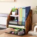Homsorout Wooden Desk Organizer - Mesh File Organizer with Drawers and Pen Holder - 4-Tier Vertical Paper Letter Storage Tray, Desktop Organizers and Accessories for Home Office