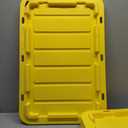 IRIS USA 27 Gallon Heavy Duty Truck Bed Toolbox Storage Tote Bins with Lids, 4 Pack - Made in USA, Tough Snap On Lid Stackable Industrial Rugged Tubs, Garage Organization, Reusable Box - Black/Yellow