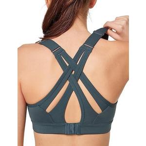 Yvette Sports Bra High Impact Adjustable Criss Cross Back, Full Support for Large Bust No Bounce 2 XL