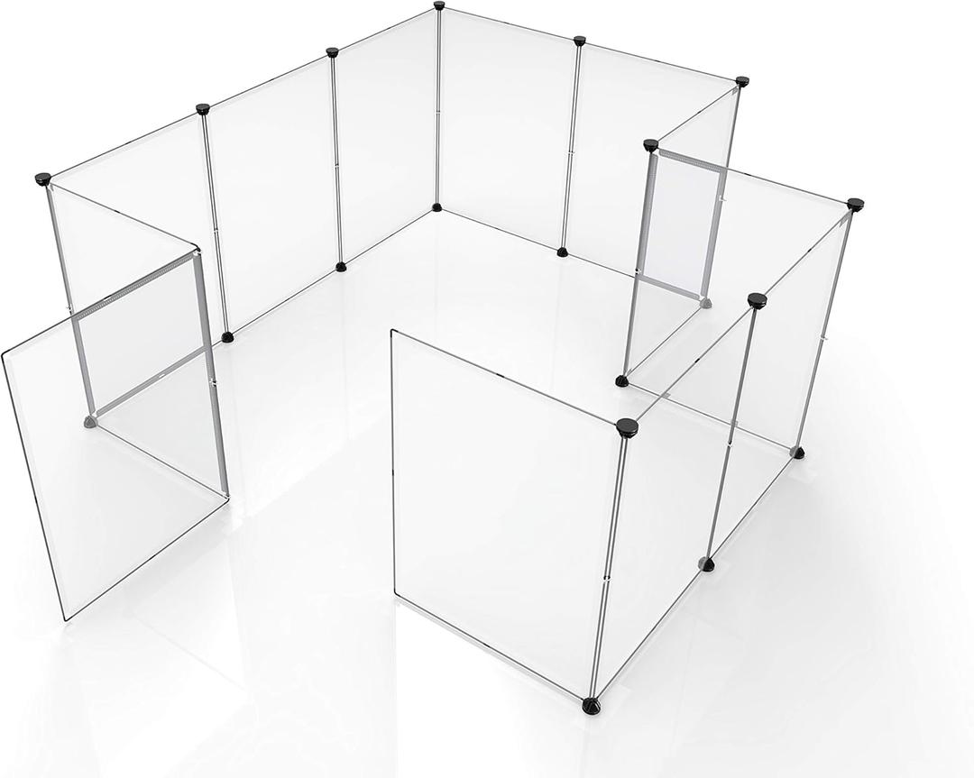 Tespo Pet Playpen, Portable Large Plastic Yard Fence Small Animals, Puppy Kennel Crate Fence Tent, 28 X 20 Inch, White, 12 Panels