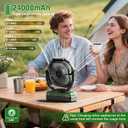 FRIZCOL 3-in-1 Camping Fan - Portable Fans Rechargeable - 24000mAh Battery Powered Fan with Light & Remote for Indoor, Outdoor, Tent, Travel, Fishing, Jobsite, Gifts for Men Dad Him - Green