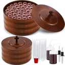 Zhehao 3 Set Wood Communion Set Holy Communion Trays for Churches with Lid Churches Cup Fillers and 200 Disposable Cups (Rubber Wood Style)