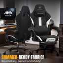 GTPLAYER Gaming Chair with Foot Rest & Pocket Spring Cushion, Breathable Fabric for Home Office Desk, Ergonomic High Back Computer Chair with Headrest & Lumbar Support, Black