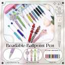 Tondiamo 16 Pcs Full Rhinestones Beadable Pens Glitter Fancy Pens Bulk for Beads DIY Luxury Diamond Beaded Pen Sparkly Cute Journalling Ballpoint Fun Bling Ballpoint for DIY Craft Making