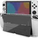 TIKOdirect Transparent Case Compatible with Nintendo Switch OLED, Dockable Clear Protective Cover for Switch OLED, Comfort Grip Case with Shock-Absorption and Anti-Scratch Design, Clear