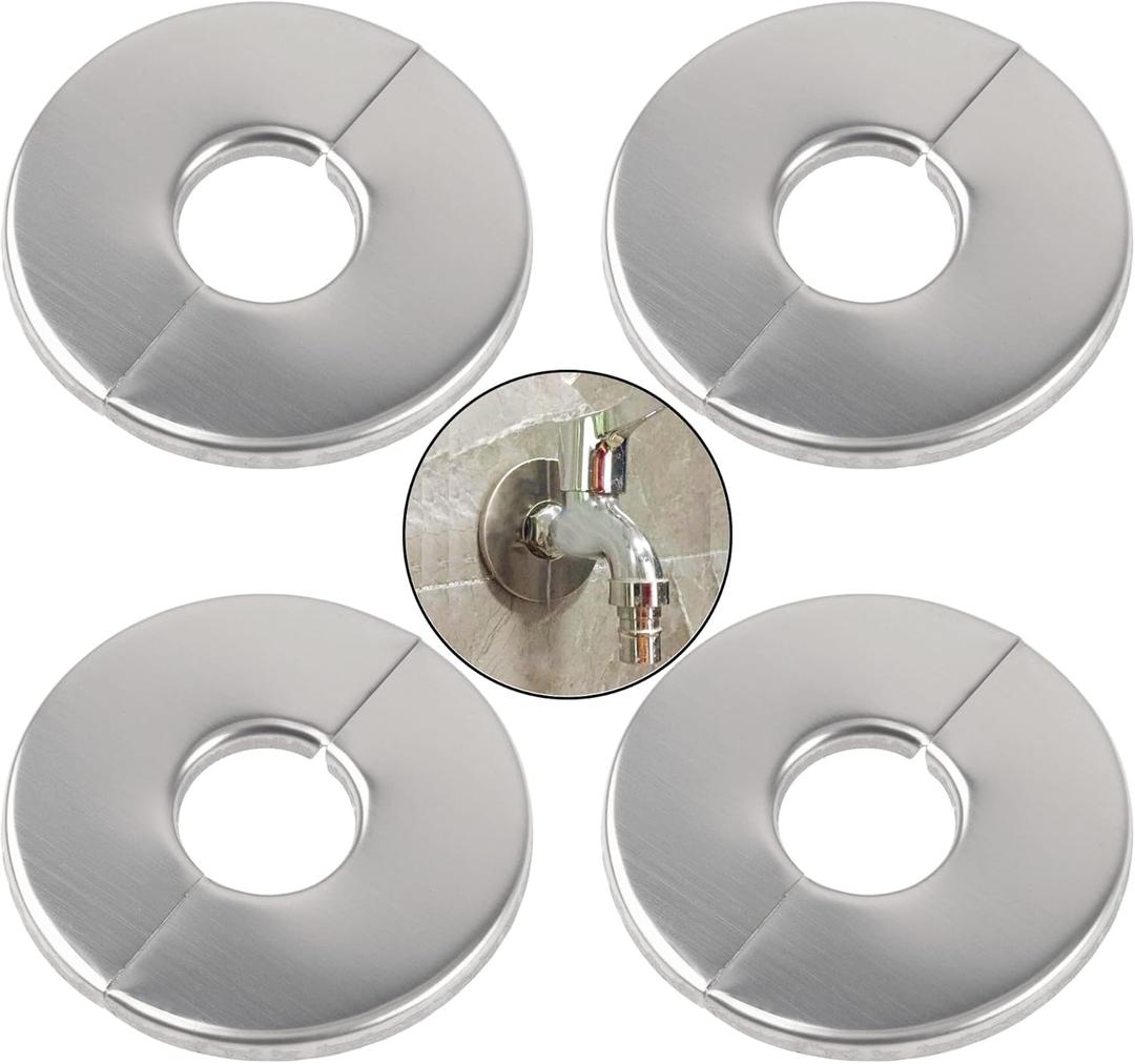4Pcs 304 Stainless Steel Wall Split Flange Round Escutcheon Plate Cover for Various Pipes (22mm/087in)