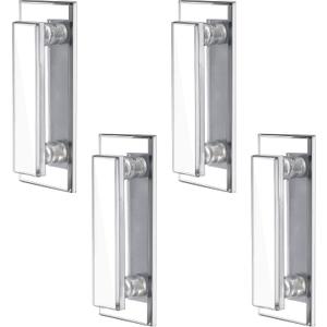 Weysat 4 Pcs Mirror Closet Door Pulls Handle Adhesive Self Stick Acrylic Drawer Handle Knob Large Clear Instant Stick on Knobs for Closet Cabinet Wardrobe Windows Dresser Sliding Door (5 x 2 Inch)