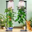 Indoor Plant Hydroponics Growing System Tower Kit with Grow light,Herb Vegetable Indoor Gardening System with Standing Floor Tall LED Grow Lights,Height Adjustable with Stand,Timer,Trellis (10 inch)