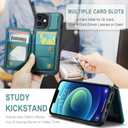 Vinich for iPhone 12/12 Pro Wallet Case with Card Holder, RFID Blocking Credit Slots Kickstand Shockproof Phone Cover Fit for iPhone 12/12 Pro 6.1" Bluish Green