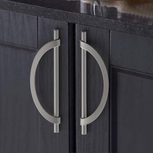 FILTA 10 Pack 7.6 Inch(192mm) Hole Centers Brushed Stain Nickel Cabinet Pulls,Stylish Kitchen Cabinet Handles Half Moon Zinc Alloy Cabinet Hardware for Cabinets Cupboard Handles Drawer Pulls