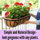 LaLaGreen 24 Inch, 2 Pack Railing Planters with Adjustable Mounting Brackets Black Metal Window Planter Boxes for Outdoor Gardening, Wall-Mount Flower Pots, Balcony Fence Patio, Porch, Garden