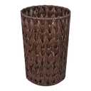 PINXIURY Wicker Waste Basket, Bathroom Trash Can, Small Round Trash Basket, Handwoven Trash Can Rubbish Basket for Bathroom, Bedroom, Home and Offices (Coffee)
