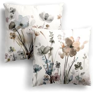 KKVEE Flower Throw Pillow Covers 18x18 Set of 2, Flowers Pillow Cushion Cases, Modern Decorative Square Pillowcases for Sofa Couch Bedroom Living Room Car (18" x 18" (Pack of 2))