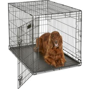 MidWest Homes for Pets 42-Inch iCrate for Large Breeds, 71-90 lbs, Single Door Folding Dog Crate with Divider Panel, Leak-Proof Tray & Secure Latch, Portable, Durable & Easy to Assemble