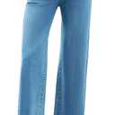 Allimy Womens Jeans High Rise Belted Wide Straight Leg Frayed Hem Jeans for Women Trendy 2025 Denim Pants (Blue)