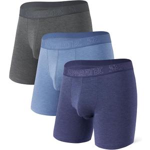 Separatec Men's Boxer Briefs,Soft and Breathable Rayon Made from Bamboo Boxer Brief with Ball Pouch 3 Pack, Size XL