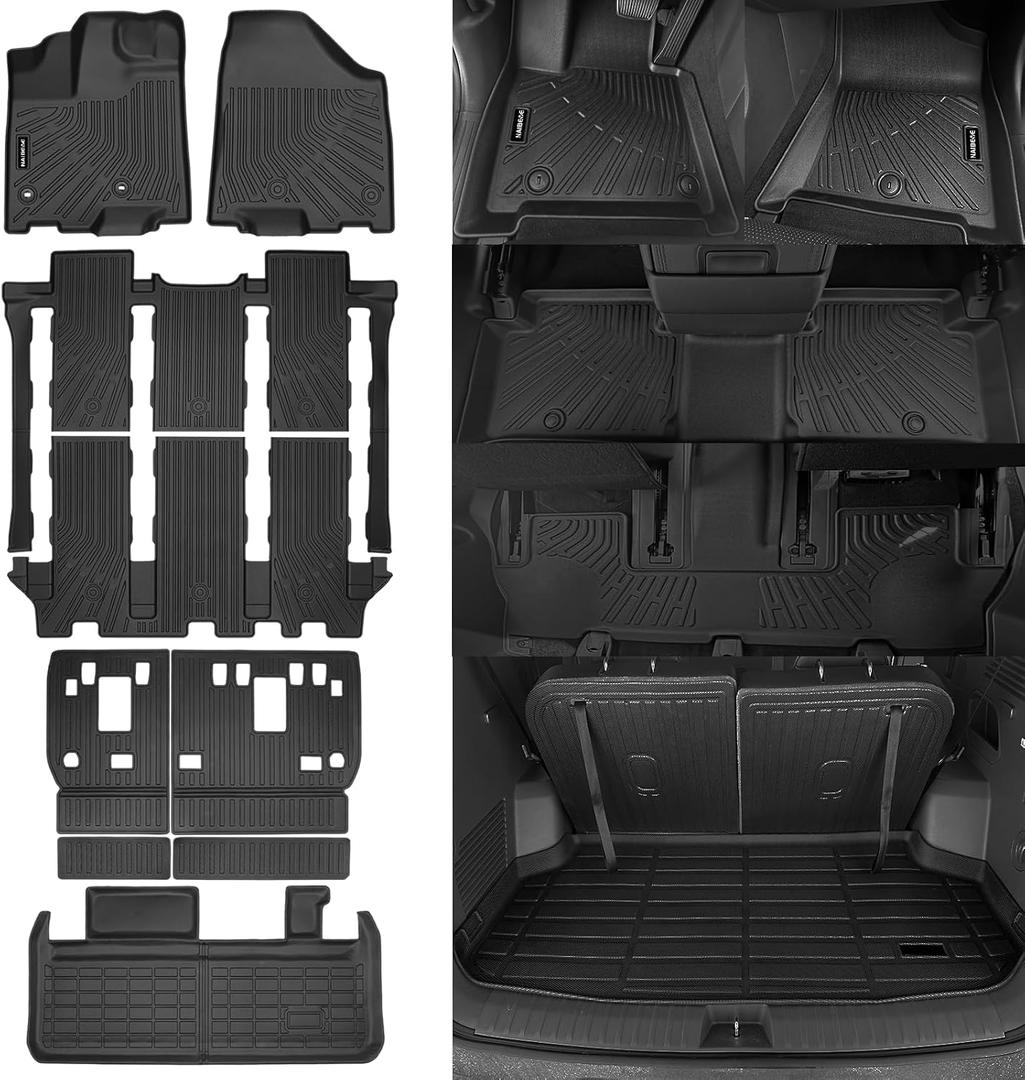 Naibeve Floor Mats for Toyota Sienna 7 Seats 2013-2020 All Weather for Toyota Sienna Floor Mats Liners & Cargo Mat & Backrest Mats Accessories