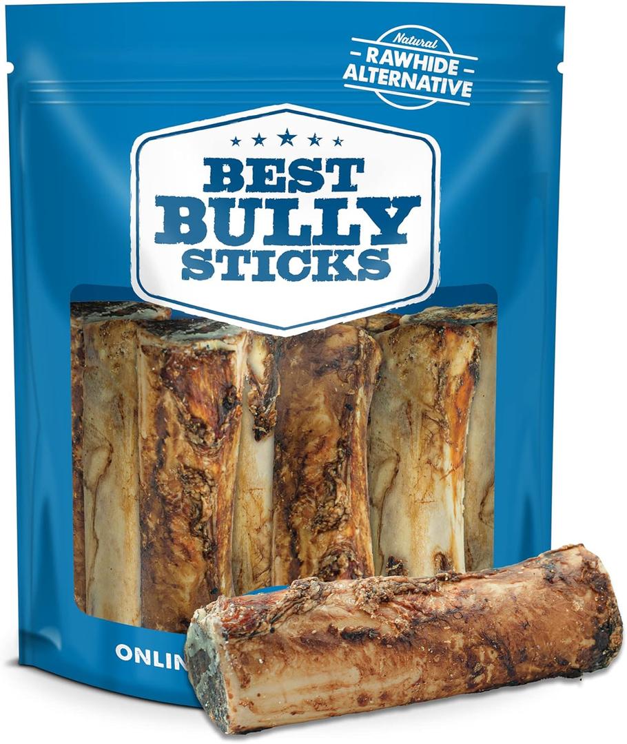 Best Bully Sticks Marrow Bones for Dogs - 8 Count (Pack of 1) - USA Packed, Healthy Snack, Grass-Fed Beef, Long-Lasting - Large Breeds (EXP 10/27/28)