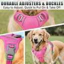 BARKBAY No Pull Dog Harness Large Reflective Dog Harness with Front Clip and Easy Control Handle for Walking Training Running with ID tag Pocket(Pink,M)