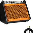 Coolmusic DM20 20W Bluetooth Personal Monitor Amplifier Electric Drum Amplifier Speaker,Keyboard Speaker with USB Interface(Including E-Drum Noise-Reduction Cable) (Orange)