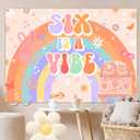 Six is a Vibe Birthday Decorations, 5 x 7ft Groovy 6th Birthday Decorations Backdrop Banner for Retro Rainbow Hippie 6th Decorations Photography Background