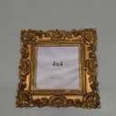 Laura Ashley 4x4 Gold Ornate Textured Hand-Crafted Resin Picture Frame with Easel & Hook for Tabletop & Wall Display, Decorative Floral Design Home Decor, Photo Gallery, Art, More (4x4, Gold)