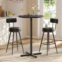 VASAGLE Round Cocktail Table, High Top Bar Pub Table with Metal Frame and Cross Base, for 2-3 People, Modern, Easy to Assemble, 22.8 x 41.1 Inches, Ebony Black ULBT361BE01S
