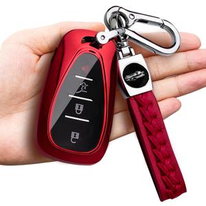 Red Chevy Key Fob Case TPU Protector with Key Chain, Compatible with 2021-2025 Malibu, Camaro, Cruze, Traverse, Volt, Bolt Remote Keyless Entry