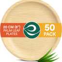 ECO SOUL Compostable 8 Inch Palm Leaf Round Plates (50 Count) Like Bamboo Plates | Biodegradable | Eco-Friendly, Microwave & Oven Safe